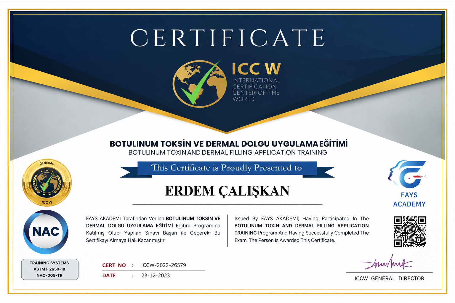 Botulinum Toksin ve Dermal Dolgu Sertifikası
