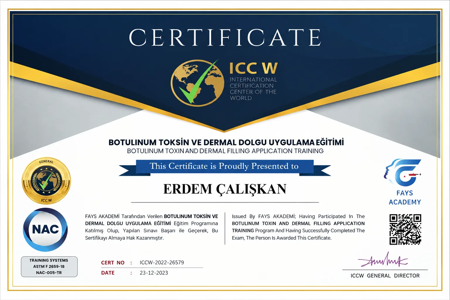 Botulinum Toksin ve Dermal Dolgu Sertifikası